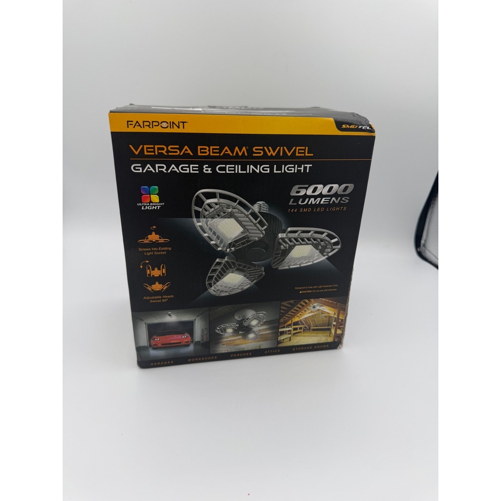 Farpoint Versa Beam Swivel Garage Ceiling Light 6000 Lumens LED 3-Leaf Light
